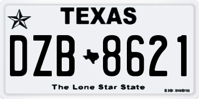 TX license plate DZB8621