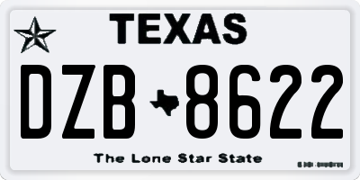 TX license plate DZB8622