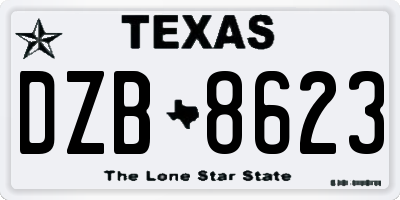 TX license plate DZB8623