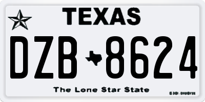 TX license plate DZB8624