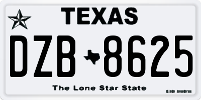 TX license plate DZB8625