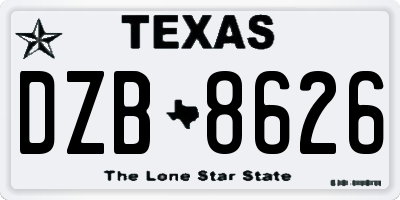 TX license plate DZB8626