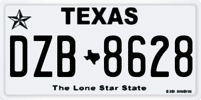 TX license plate DZB8628