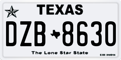 TX license plate DZB8630