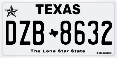 TX license plate DZB8632