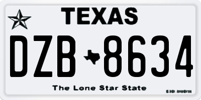 TX license plate DZB8634