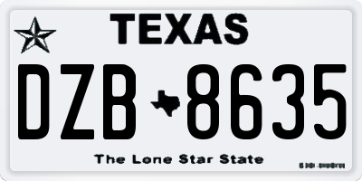 TX license plate DZB8635