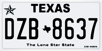 TX license plate DZB8637