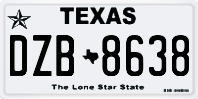 TX license plate DZB8638
