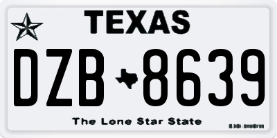 TX license plate DZB8639
