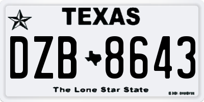 TX license plate DZB8643