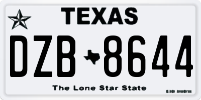 TX license plate DZB8644
