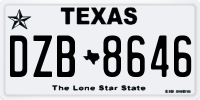 TX license plate DZB8646