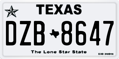 TX license plate DZB8647