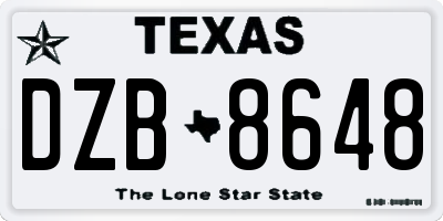 TX license plate DZB8648