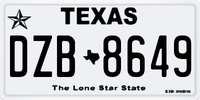 TX license plate DZB8649