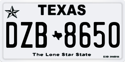 TX license plate DZB8650