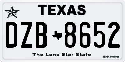 TX license plate DZB8652