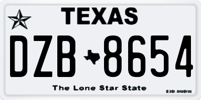 TX license plate DZB8654