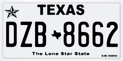 TX license plate DZB8662