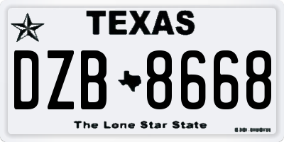 TX license plate DZB8668