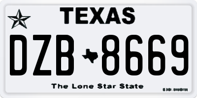 TX license plate DZB8669