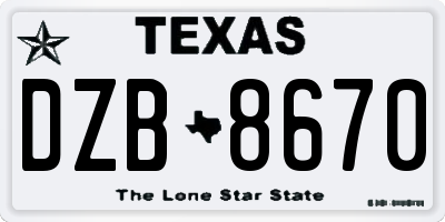 TX license plate DZB8670