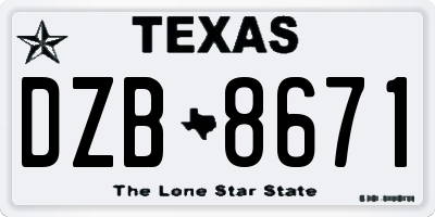 TX license plate DZB8671