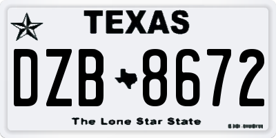TX license plate DZB8672