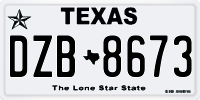 TX license plate DZB8673