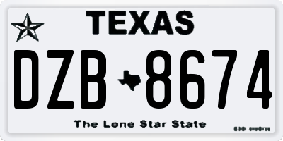TX license plate DZB8674