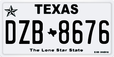 TX license plate DZB8676