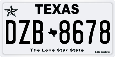 TX license plate DZB8678