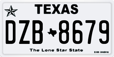 TX license plate DZB8679