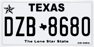 TX license plate DZB8680