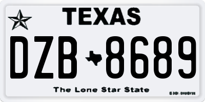 TX license plate DZB8689