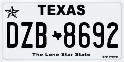 TX license plate DZB8692