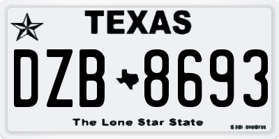 TX license plate DZB8693