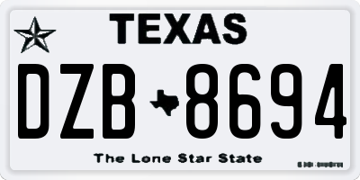 TX license plate DZB8694