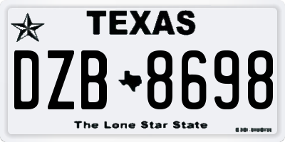 TX license plate DZB8698