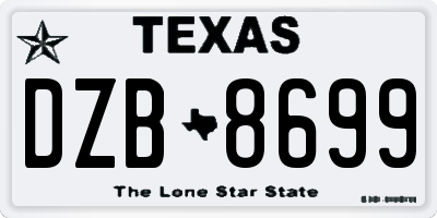 TX license plate DZB8699
