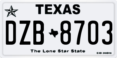 TX license plate DZB8703