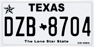 TX license plate DZB8704