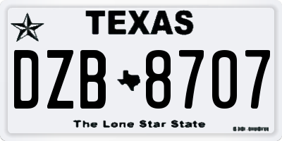 TX license plate DZB8707