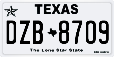 TX license plate DZB8709