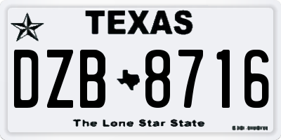 TX license plate DZB8716