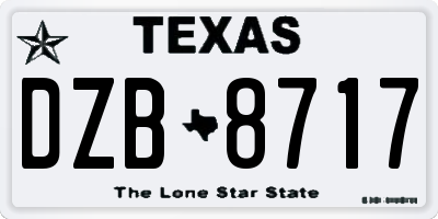 TX license plate DZB8717