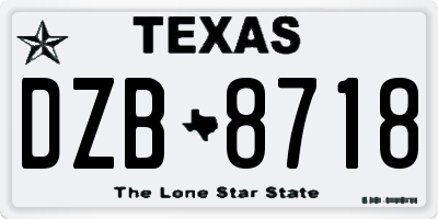 TX license plate DZB8718
