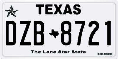 TX license plate DZB8721