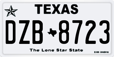 TX license plate DZB8723